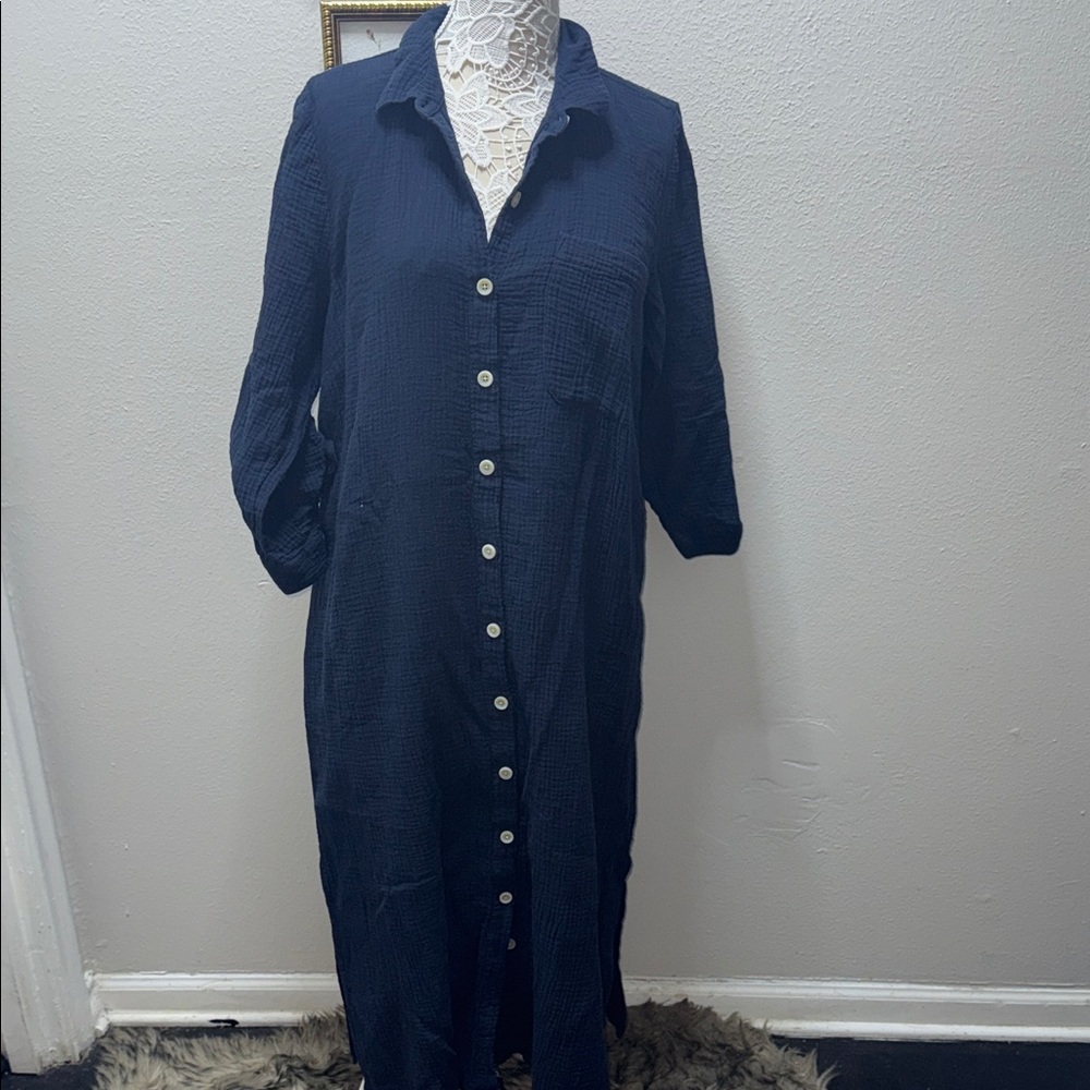 J. Jill Midnight Blue Button-Down Maxi Dress